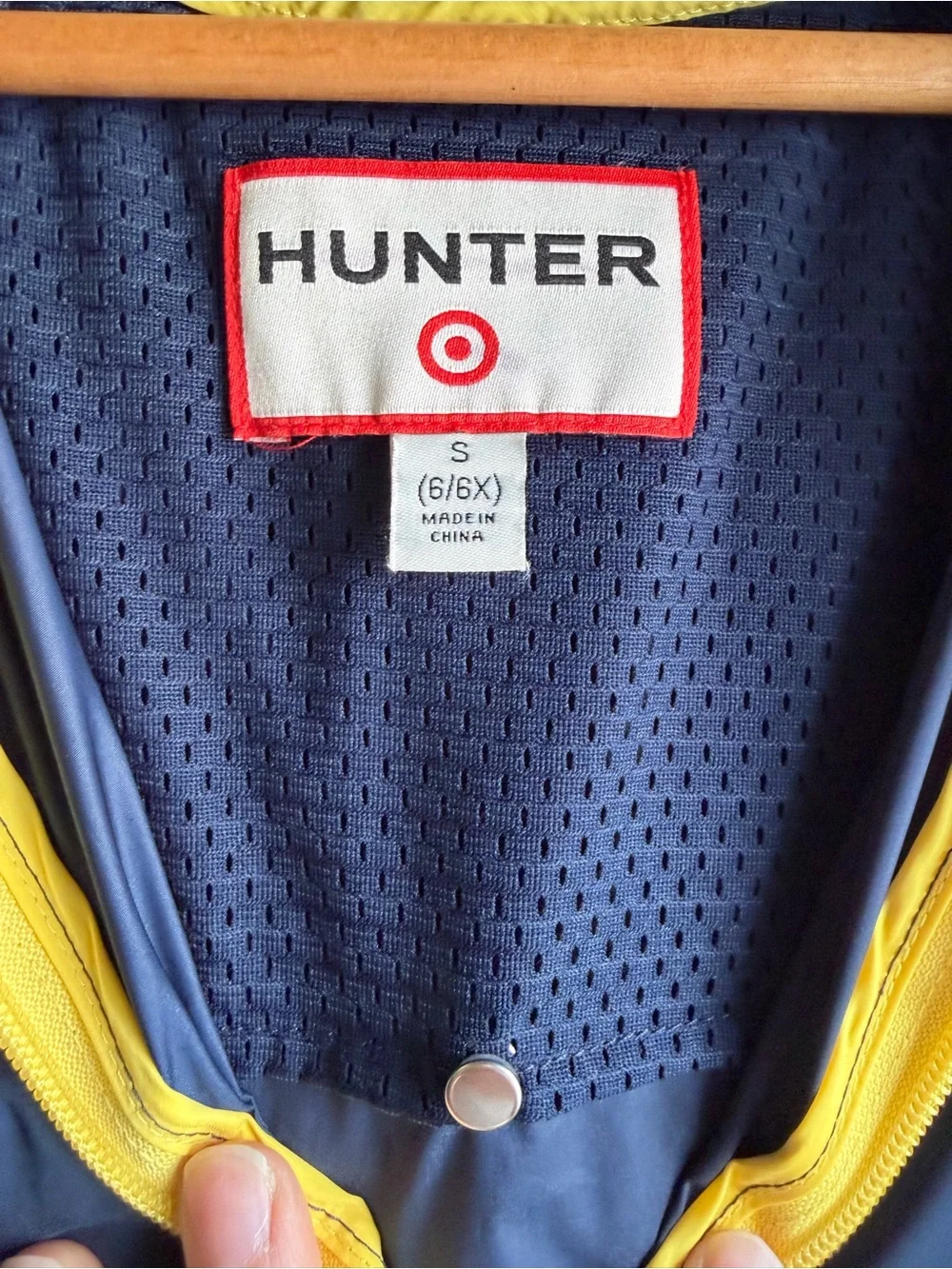 Hunter Navy Blue and Yellow Kids Hooded Rain Vest
